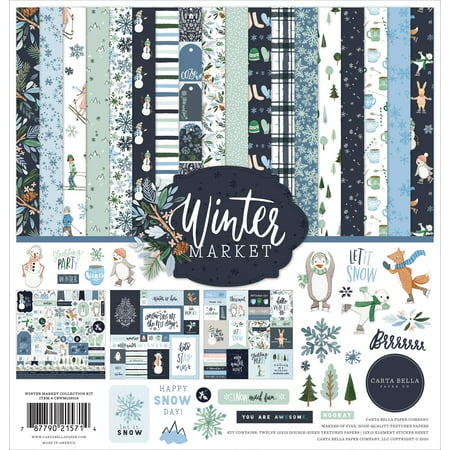 UPC: 0787790215714 | Carta Bella Paper Company Winter Market Collection Kit Paper 12-x-12-Inch