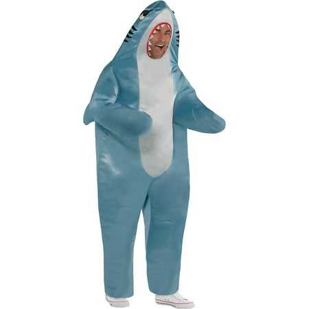Shark Halloween Costume for Men, Plus Size, with Attached Hood and