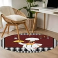 thumbnail image 5 of Round Area Rug 4ft, Funny Chef Food Cutlery Non-Slip Non-Shedding Floor Mat, Black White Plaid Dark Maroon Washable Sturdy Carpet for Living Room Bedroom Home Decor, 5 of 9