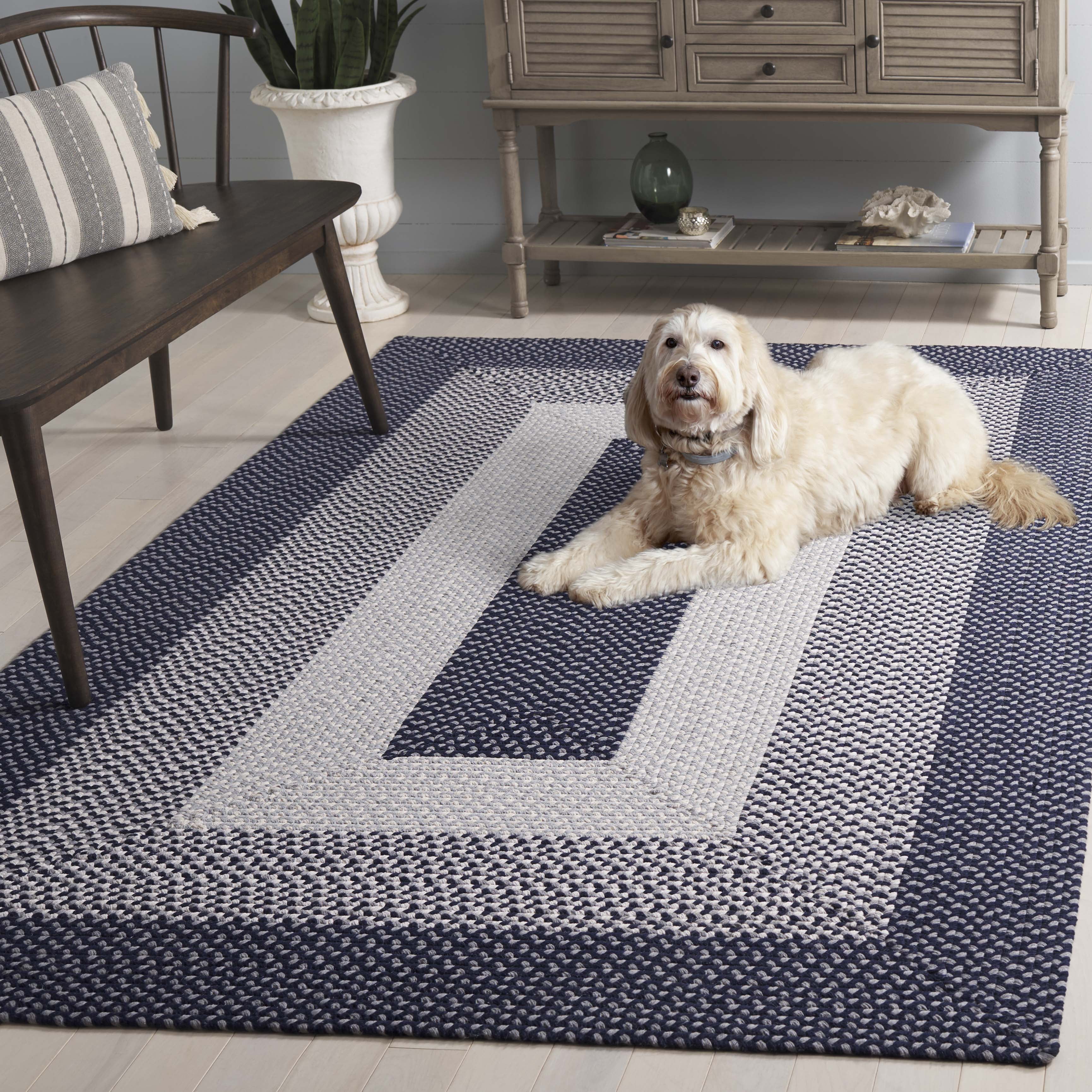 SAFAVIEH Braided Sherwood Bordered Reversible Area Rug, Gray/Blue, 5' x 8'