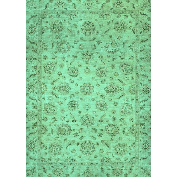Ahgly Company Machine Washable Indoor Rectangle Abstract Turquoise Blue Modern Area Rugs, 3' x 5'