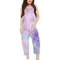 thumbnail image 2 of MIASHUI Girl's V-Neck Sleeveless Rompers Summer Tie Dye Casual Jumpsuit with Pockets,Light Purple,5-6 Years, 2 of 5
