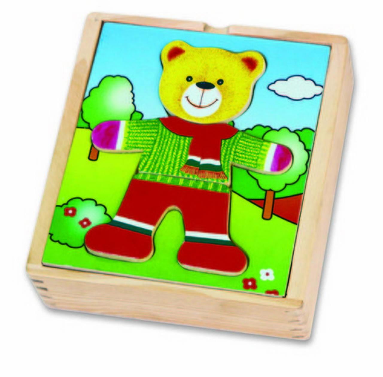 wooden teddy bear dress up puzzle
