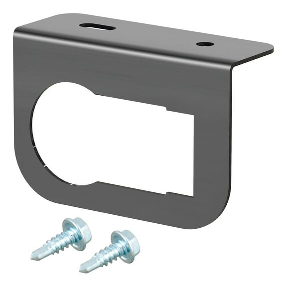 Curt 57016 Trailer Wiring Mount Bracket Bolt-On Without Socket Gloss Black Steel