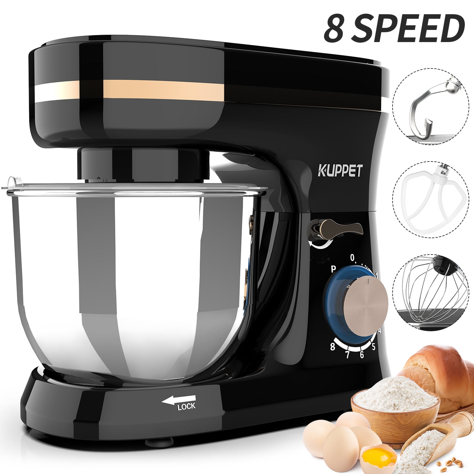 Kuppet Stand Mixers, 380W, 8Speed TiltHead Electiric Food Stand Mixer