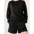 thumbnail image 3 of Mialoley Ensemble Automne 2 Pcs Mode Manches Longues Col Rond Chandail en Molleton + Shorts Tenue de Détente, 3 of 6