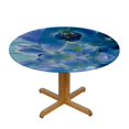 thumbnail image 3 of Orinice Flowers Blue Reflection Round Table Cover Stain Resistant Washable Indoor Outdoor Tablecloth Kitchen Dining Wedding Parties 100% Polyester Fiber 42-46, 3 of 8