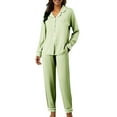 thumbnail image 2 of ZhangNan Cute Pajama Sets Long Sleeve Sleepwear Button Loungewear Soft 2 Piece Set With Pockets Long Pants Satin Fabric 2PC, One Size, Size M-2XL, 2 of 9