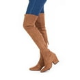 thumbnail image 2 of Women Boots Over Knee Long Boots Fashion Boots Heels Autumn Quality Suede Comfort Square Heels Brown 3 in Heel, 2 of 4