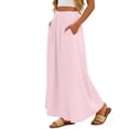 thumbnail image 6 of Arlun Casual Long Pleated Skirt for Women Elegant Eyelet Solid Color Flowy Summer Maxi Skirts Elastic High Waist Simple Stylish Beach Vacation Skirt Comfort for Everyday Wear Pink XL, 6 of 6