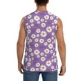 thumbnail image 4 of Lsque Daisies Flowers Print Men's Cotton Blend Sleeveless Muscle Shirts (S-3XL)- Moisture Wicking, Odor Protection, UPF 30+,Large, 4 of 8