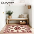 thumbnail image 3 of ODIKA 2'x3' Machine Washable Non-Slip Area Rug, Traditional Damask with Scrollwork Embellishments High Traffic Rug, Ivory, 666179, 3 of 7