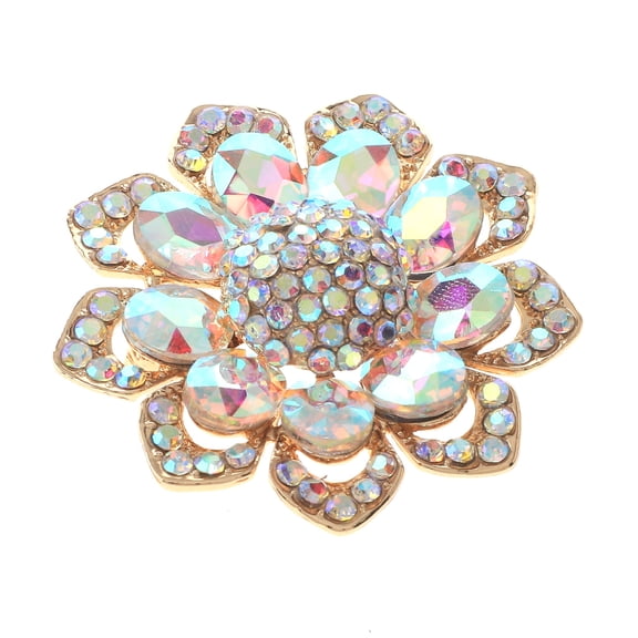 Medium Crystal Flower Brooch