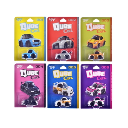 "QubeCarz" Series #1 Set of 6 pieces 1/64 Diecast Model Cars by Mini GT