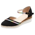 thumbnail image 5 of Espadrilles Wedge Sandals for Women Slip on Closed Toe Shoes with Rhinestone Glitter Straps Stylish Everyday Comfortable Party Heels Black Size 6.5, 5 of 5