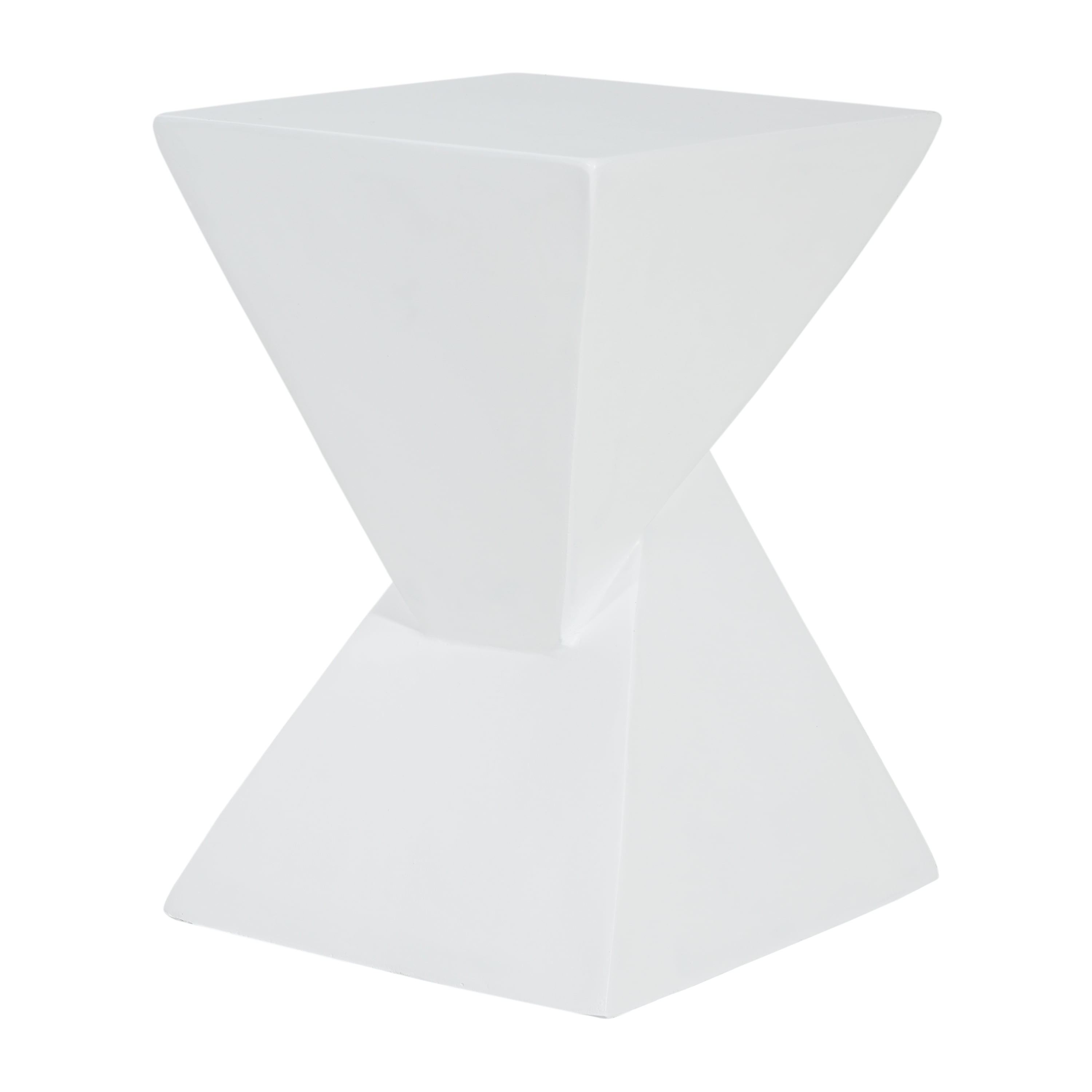 Mintazer Modern Two-Tone Inverted Pyramid MGO Side End Table, Geometric Square Accent Stool Table with Weather Resistant for Patio Living Room Bedroom Outdoor, Black & White