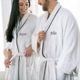 thumbnail image 5 of BNM Cotton Unisex Embroidered White Bathrobe, Large, HIS, 5 of 9