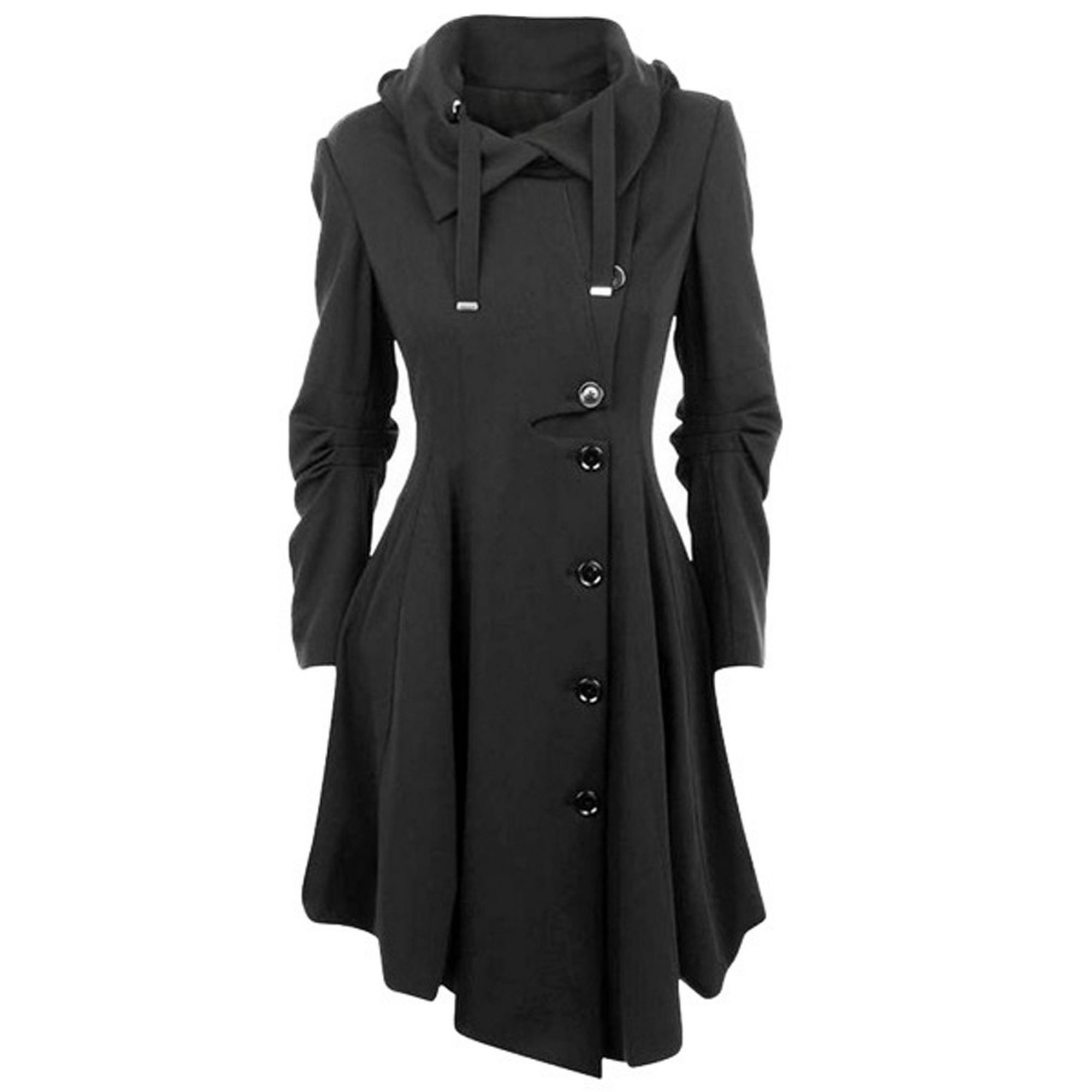 Womens Coats And Jackets Clearance Women Faux Wool Warm Slim Coat Jacket Thick Parka Overcoat Long Winter Outwear Black XL JCO Walmart