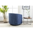 thumbnail image 4 of Swivel Barrel Chair, Comfy Round Boucle Accent Sofa Chair with Wooden Frame and Metal Base, Small Leisure Club Arm Chair for Nursery, Living Room, Hotel, Bedroom, Office, Navy, 4 of 8