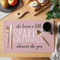 thumbnail image 2 of Pink Placemats Set of 6, She Leaves A Little SPARKLE Wherever She Goes Placemats for Dining Table, Place Mats for Kitchen Tabletop, Waterproof Wipeable Dining Table Mats Set, 2 of 9