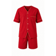 thumbnail image 5 of Up2date Fashion Men's Woven Short Sleeves Pajama Set with Shorts Lightweight Loungerwear, 5 of 6
