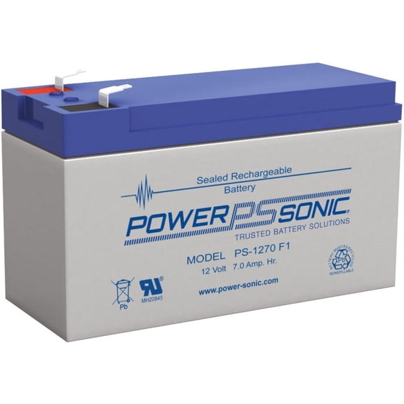 Power Sonic PS-1270F1, 12V 7Ah Rechargeable Sealed Lead Acid (SLA) Battery