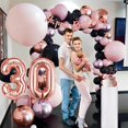 thumbnail image 5 of YANSION 30th Rose Gold and Black Birthday Decorations for Women with Happy Birthday Banner，Rose Gold Black Balloons Garland Arch Kit, 30th Foil Balloon Party Supplies, 5 of 7