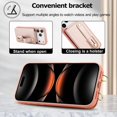 thumbnail image 4 of Tianyeda Crossbody Wallet Phone Case for iphone 17Pro， PU Leather Case Back with Card Slot Magnetic Clasp Kickstand wrist holder RosePink, 4 of 5
