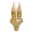 thumbnail image 3 of BRGZLK Women's Swimsuit Set Beach Slimming Bikini Deep V-Neck Drawstring Tie Split Hollow One-Piece Outfits, 3 of 6