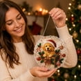 thumbnail image 2 of Christmas Pearl Diamond Painting Suncatcher Kit, DIY Handmade Craft with Hanging Chain, Lace Edge Round Acrylic Board, 3D Multi-Size Pearl Bead Art, Holiday Window Wall Ornament, 1Pc B, 2 of 8