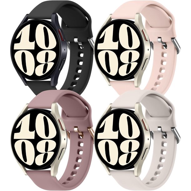 Yanonmyfd 4 PACK Correas de silicona suave 20mm para Galaxy Watch 6 (40/44mm) & Watch 6 Classic (43/47mm) - Deportivas para Hombres y Mujeres