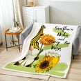 thumbnail image 2 of Sunflower Gnome Throw Blanket Throw 50x60 ,Yellow Flowers Fleece Blanket,Cute Spring Gnome Bed Blanket,Botanical Floral Green Yellow Sherpa Blanket for Sofa Bed Couch, 2 of 4