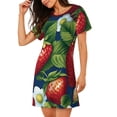 thumbnail image 2 of Fotbe Strawberry2 Bata de Dormir para Mujer con Estampado, Camisón de Algodón de Manga Corta, Ropa de Dormir Casual, 2 of 6