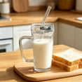 thumbnail image 6 of Clear Glass Water Cup With Handle, Lid and Straw, Lead-Free Thick Glass Coffee and Beverage Tumbler for Hot or Cold Drinks at Home or Office, 6 of 6