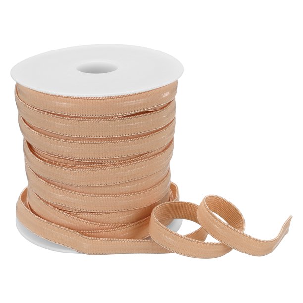 Banda Elástica Antideslizante Uxcell, 3/8 Pulgadas x 20 Yardas Caqui Claro Banda de Poliéster Silicona para Accesorios de Ropa Pelucas