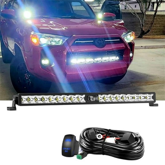 Nilight Led Light Bar 32" Single Row Spot Lights Screw-Less Night Vision off Road Lights w/16AWG Rocker Switch Wiring Harness Kit for Truck ATV UTV