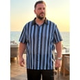 thumbnail image 4 of DARING DIVA Men's Big Tall Colorblock Striped Short Sleeve Button-Down Shirt 2XL Blue, 4 of 7