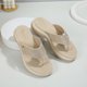 thumbnail image 4 of Rhinestone Beach Shops Sandals Sandalias mujeres Anti-Slip Summer (Beige 39), 4 of 9