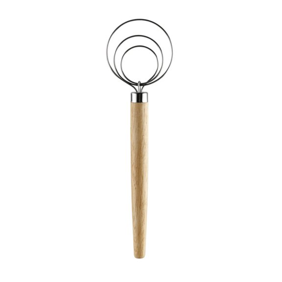 Stri 2pcs Stainless Steel Coil Egg Beater Wooden Handle Agitator Dough Whisk Gadget