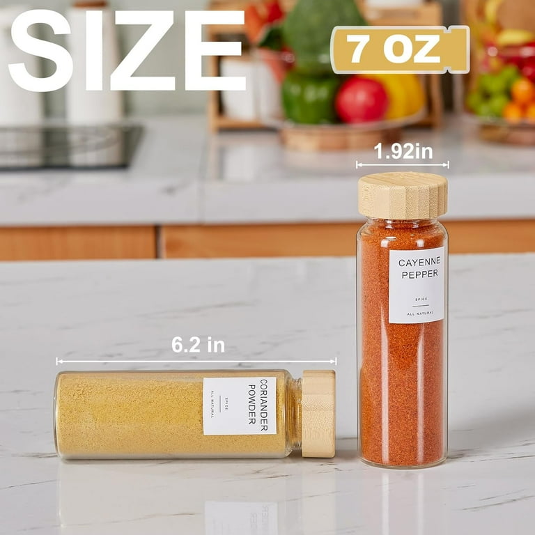 10 Pcs Spice Jars with Labels 7OZ Thickened Glass Seasoning Jars with Bamboo Lids Airtight Sealing Seasoning Bottles Spice Jars with Shaker Lids Walmart