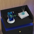 thumbnail image 4 of 4ever2buy Black Led Nightstand with Charging Station, Modern Night Stand with 2 Drawers, Bedside Table End Table with Storage for Bedroom, 4 of 16