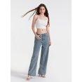 thumbnail image 3 of Michellecmm  Women Jeans, Low Waist Zipper Button Closure Bow Loose Trousers, 3 of 9
