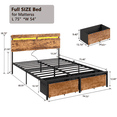 thumbnail image 2 of Satifur Full Size Bed Frame with 2 Drawers & LED Lights & Charging Station, Beds with Headboard & 10.10" Under Bed Storage, No Box Spring Needed, Easy Assembly, Rustic Brown, 2 of 10