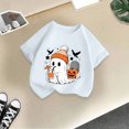 thumbnail image 4 of UAYOTSE Girls Halloween Short Sleeve Tee Cozy Fall Ghost Halloween Graphic Crew Neck Kids Party Shirt, 4 of 5