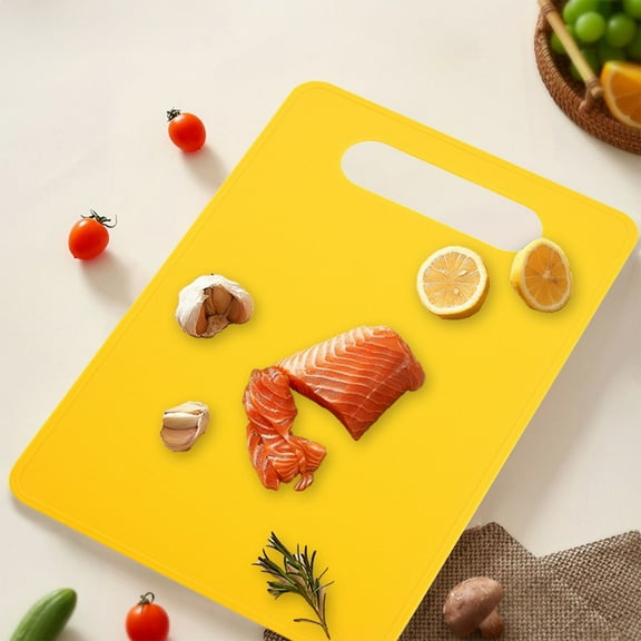 Gallickan Cutting Board, Plastic 2-Sides Mat, Fruit Vegetable Prep Board Anti Slip Feet Dishwasher Safe Kitchen Counter Helper Tool, Yellow
