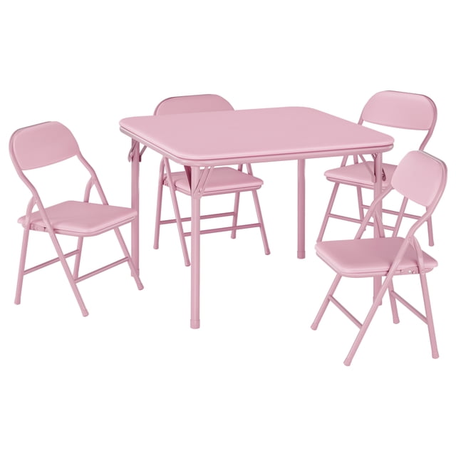 Yeshouse Juego de mesa plegable para niños de 3/5 piezas con sillas tapizadas, mesa cuadrada y estructura de metal, ideal para actividades y aulas de guardería
