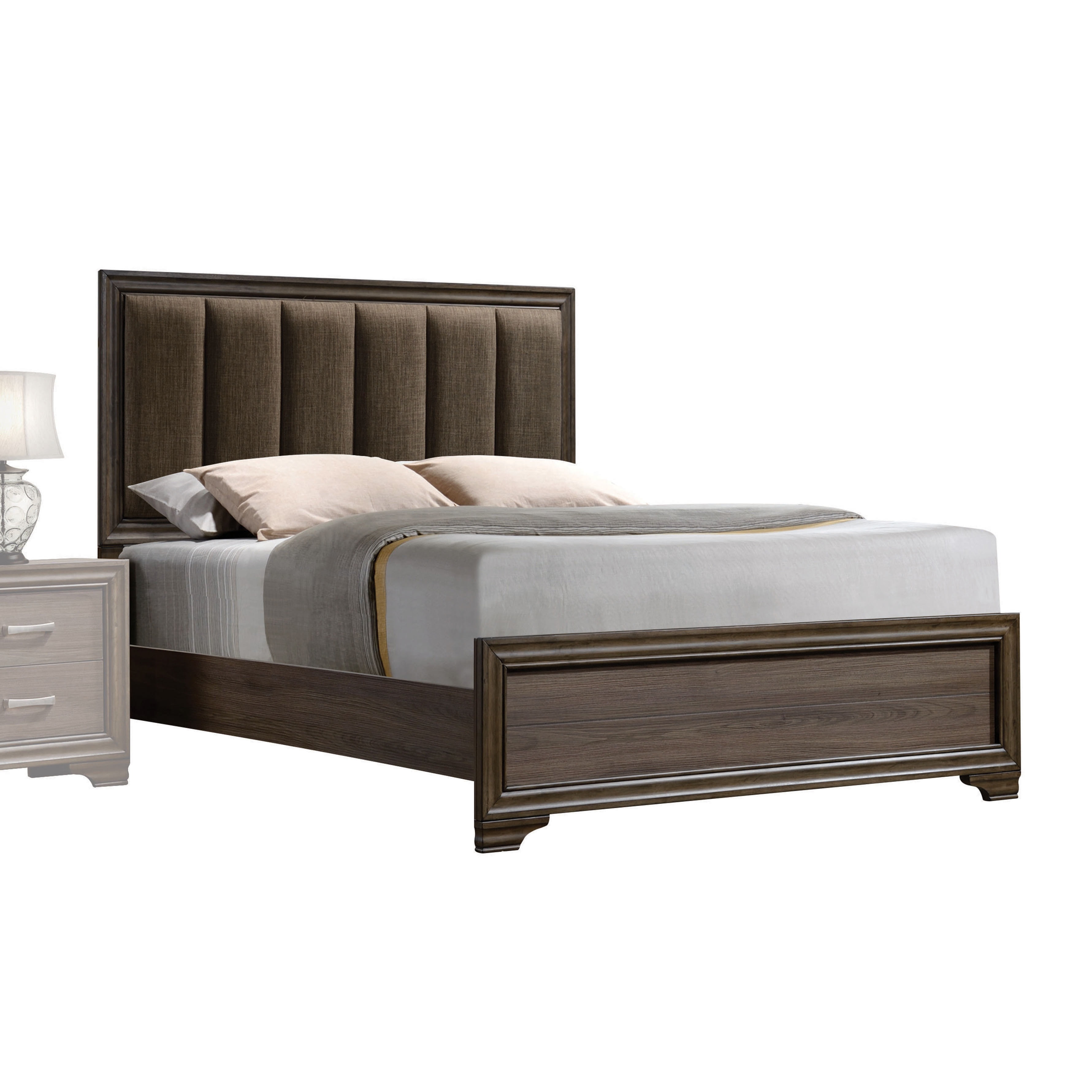 Acme Furniture Cyrille Fabric And Walnut Panel Bed With Padded Acme Furniture Cyrille Fabric And Walnut Panel Bed With Padded Headboard Com