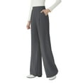 thumbnail image 6 of SWQZVT Womens Pants Elastic High Waisted Wide Leg Pants for Women Casual Palazzo Pants with Pockets Comfy Trouser 2XL, 6 of 8