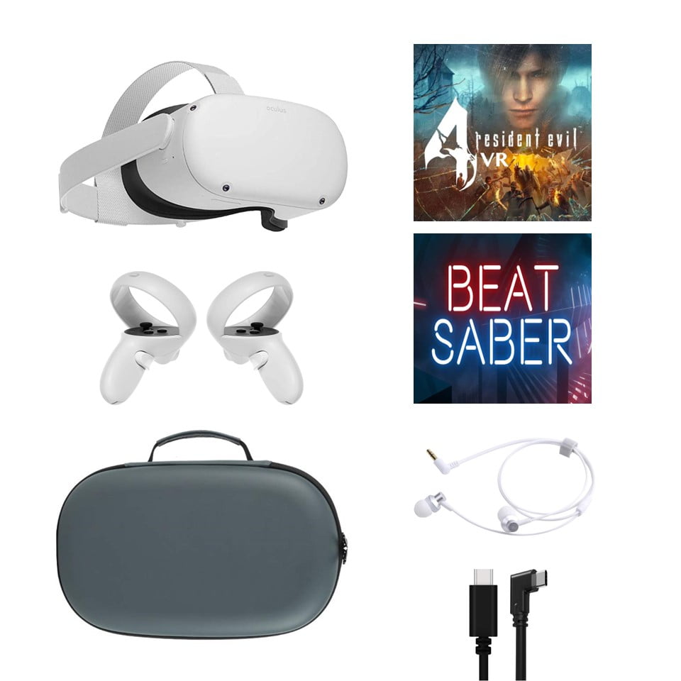 【5％OFF】テレビゲーム2021 Oculus Quest 2 All-In-One VR Headset 128GB SSD, 1832x1920 up to 90 Hz  Refresh Rate LCD, Holiday Family Gaming Bundle with Resident Evil 4 & Beat 