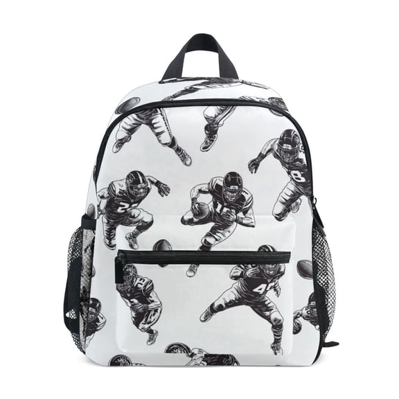 FORMRS School Backpack with Front Zippered Pocket 12" Student Travel Daypack, Football Player Pattern